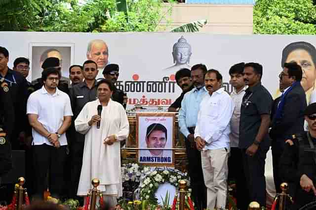 BSP leader Mayawati at a prayer meeting for Armstrong.